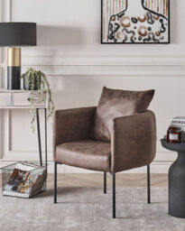 Beliani Armchair Malmos Faux Leather Dark Brown - thumbnail 2