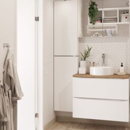 GoodHome Imandra Compact Gloss White Bathroom Single Wall Cabinet (H)90Cm (W)40Cm - thumbnail 5