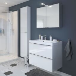 GoodHome Imandra Compact Gloss White Bathroom Single Wall Cabinet (H)90Cm (W)40Cm - thumbnail 4