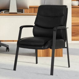 Xample La-Z-Boy Visitors Chair In Black Pu Upholstery, Comfortcore Plus Seat, Ergonomic Padded Arms, Solid Metal Frame, Office Seating - thumbnail 1
