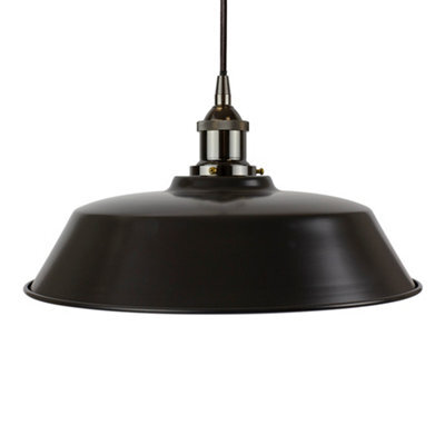 Matt Black Chancery Painted Dome Pendant Light With Black Nickel Lamp Holder And Black Round Cable - Se Home - image 1