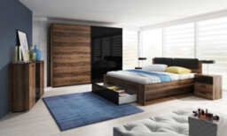 Arte Galaxy Bedside Table In Oak Monastery & Black Gloss - W470mm H560mm D420mm, Rustic And Modern - thumbnail 2