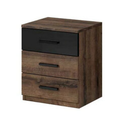 Arte Galaxy Bedside Table In Oak Monastery & Black Gloss - W470mm H560mm D420mm, Rustic And Modern - thumbnail 1
