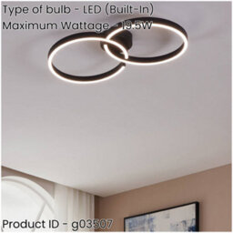 Loops Stylish Modern Black Led Ceiling Light For Indoor Spaces - Perfect Home Decor - thumbnail 2