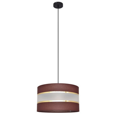 Luminosa Lighting Luminosa Helen Cylindrical Pendant Ceiling Light Brown, Gold, Black 35Cm
