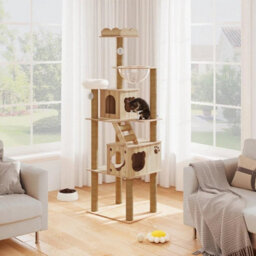 B Extra Tall 6 Tiers 60X50X185Cm 185Cm Cat Tree Activity Centre W/scratching Post Large Condo Hammock Bowl Ladder - thumbnail 4