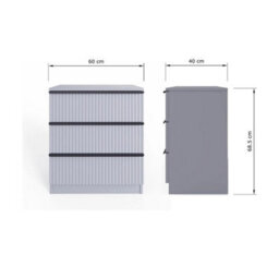 Matt Grey Ripple Design 3 Drawer Chest Of Drawers Bedroom Furniture - thumbnail 2
