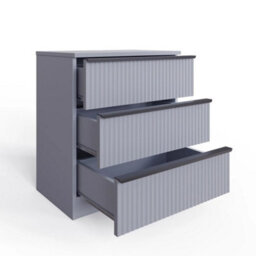 Matt Grey Ripple Design 3 Drawer Chest Of Drawers Bedroom Furniture - thumbnail 3