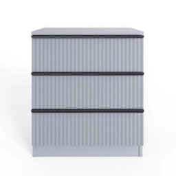 Matt Grey Ripple Design 3 Drawer Chest Of Drawers Bedroom Furniture - thumbnail 5