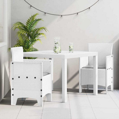 Berkfield Garden Dining Set 3 Pcs White Polt Rattan - image 1