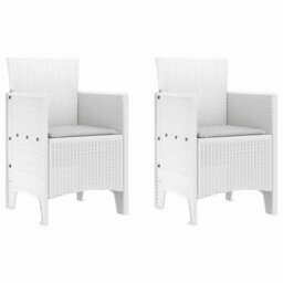 Berkfield Garden Dining Set 3 Pcs White Polt Rattan - thumbnail 5