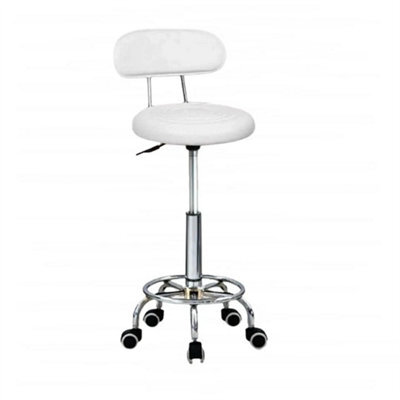 White With Back Adjustable Bar Stools Gas Lift Swivel Home Breakfast Counter Chair Faux Leather - image 1