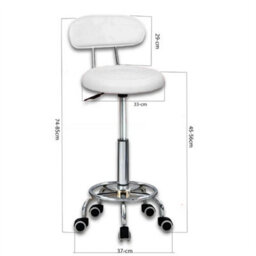 White With Back Adjustable Bar Stools Gas Lift Swivel Home Breakfast Counter Chair Faux Leather - thumbnail 2
