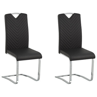Beliani Set Of 2 Dining Chairs Picknes Faux Leather Black - image 1