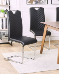 Beliani Set Of 2 Dining Chairs Picknes Faux Leather Black - thumbnail 2