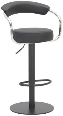 Lamboro Zenith Deluxe Single Kitchen Bar Stool, Matt Black Stem & Footrest, Height Adjustable, Swivel, Faux Leather Seat & Backrest, Black - image 1
