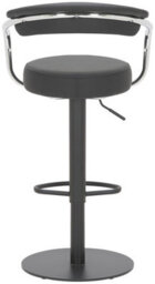 Lamboro Zenith Deluxe Single Kitchen Bar Stool, Matt Black Stem & Footrest, Height Adjustable, Swivel, Faux Leather Seat & Backrest, Black - thumbnail 5