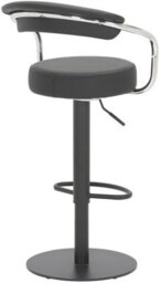 Lamboro Zenith Deluxe Single Kitchen Bar Stool, Matt Black Stem & Footrest, Height Adjustable, Swivel, Faux Leather Seat & Backrest, Black - thumbnail 4