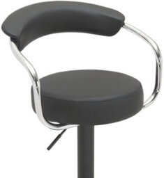 Lamboro Zenith Deluxe Single Kitchen Bar Stool, Matt Black Stem & Footrest, Height Adjustable, Swivel, Faux Leather Seat & Backrest, Black - thumbnail 7