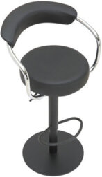 Lamboro Zenith Deluxe Single Kitchen Bar Stool, Matt Black Stem & Footrest, Height Adjustable, Swivel, Faux Leather Seat & Backrest, Black - thumbnail 6