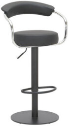Lamboro Zenith Deluxe Single Kitchen Bar Stool, Matt Black Stem & Footrest, Height Adjustable, Swivel, Faux Leather Seat & Backrest, Black - thumbnail 1
