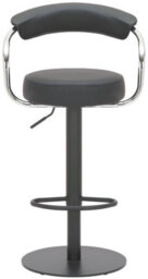Lamboro Zenith Deluxe Single Kitchen Bar Stool, Matt Black Stem & Footrest, Height Adjustable, Swivel, Faux Leather Seat & Backrest, Black - thumbnail 3