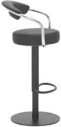 Lamboro Zenith Deluxe Single Kitchen Bar Stool, Matt Black Stem & Footrest, Height Adjustable, Swivel, Faux Leather Seat & Backrest, Black - thumbnail 2