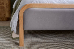 Save On Goods UK 5Ft King Size Round Shape Grey Velour Fabric Upholstered Oak Wood Bed Frame Bedstead - thumbnail 4