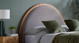 Save On Goods UK 5Ft King Size Round Shape Grey Velour Fabric Upholstered Oak Wood Bed Frame Bedstead - thumbnail 6