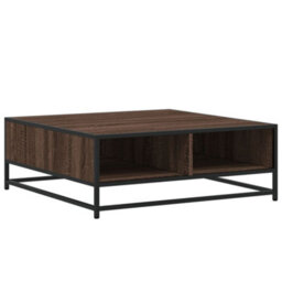 Berkfield Coffee Table Brown Oak 80X80X30 Cm Engineered Wood And Metal - thumbnail 7