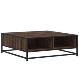 Berkfield Coffee Table Brown Oak 80X80X30 Cm Engineered Wood And Metal - thumbnail 2