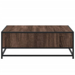 Berkfield Coffee Table Brown Oak 80X80X30 Cm Engineered Wood And Metal - thumbnail 6