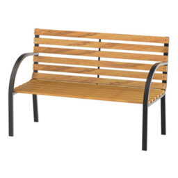 Outsunny 2 Seater Garden Bench Metal Wooden Slatted Seat Backrest Patio Chair - thumbnail 2