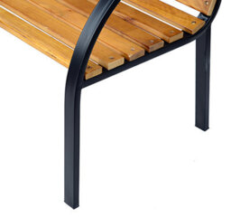 Outsunny 2 Seater Garden Bench Metal Wooden Slatted Seat Backrest Patio Chair - thumbnail 7