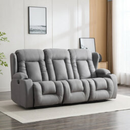 More4Homes Caesar 3 Seater Grey Technology Fabric Modern Electric Recliner Sofa