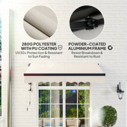 Outsunny 2.5 X 2M Electric Retractable Awning W/ Aluminium Frame Beige - thumbnail 5
