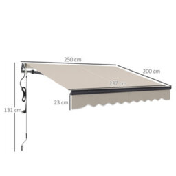Outsunny 2.5 X 2M Electric Retractable Awning W/ Aluminium Frame Beige - thumbnail 3