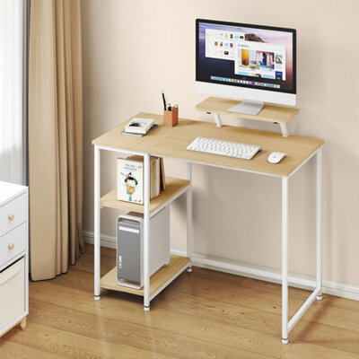 Levede Computer Desk Home Office Table With Storage Shelves Monitor Stand Oak - image 1