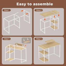 Levede Computer Desk Home Office Table With Storage Shelves Monitor Stand Oak - thumbnail 9