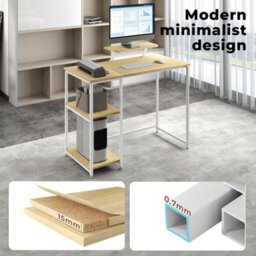 Levede Computer Desk Home Office Table With Storage Shelves Monitor Stand Oak - thumbnail 8