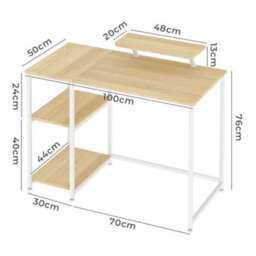 Levede Computer Desk Home Office Table With Storage Shelves Monitor Stand Oak - thumbnail 4
