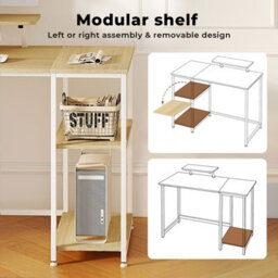 Levede Computer Desk Home Office Table With Storage Shelves Monitor Stand Oak - thumbnail 6