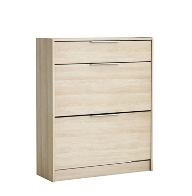 FurniComp LTD Furnicomp Chad 2 Door 1 Drawer Oak Shoe Cabinet - image 1