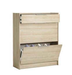 FurniComp LTD Furnicomp Chad 2 Door 1 Drawer Oak Shoe Cabinet - thumbnail 4