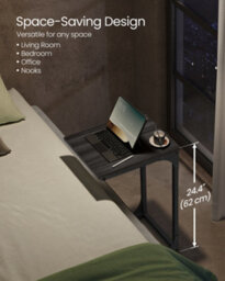 LEDREM C-Shaped Side Table, Bedside Table, Sofa Side Table, Coffee Table, With Metal Frame, Industrial, For Living Room, Bedroom - thumbnail 3