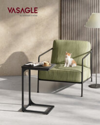 LEDREM C-Shaped Side Table, Bedside Table, Sofa Side Table, Coffee Table, With Metal Frame, Industrial, For Living Room, Bedroom - thumbnail 1