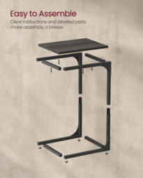 LEDREM C-Shaped Side Table, Bedside Table, Sofa Side Table, Coffee Table, With Metal Frame, Industrial, For Living Room, Bedroom - thumbnail 7