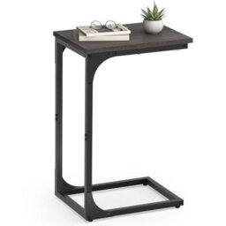 LEDREM C-Shaped Side Table, Bedside Table, Sofa Side Table, Coffee Table, With Metal Frame, Industrial, For Living Room, Bedroom - thumbnail 2