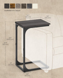 LEDREM C-Shaped Side Table, Bedside Table, Sofa Side Table, Coffee Table, With Metal Frame, Industrial, For Living Room, Bedroom - thumbnail 5