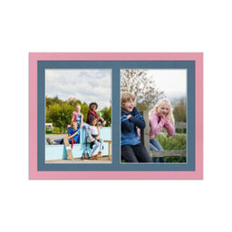 AK Frames 20X14 Pastel Pink Modern Multi Photo Frame With Pompadour Mount - Holds 2 Apertures (2X) A4 Photos - thumbnail 1